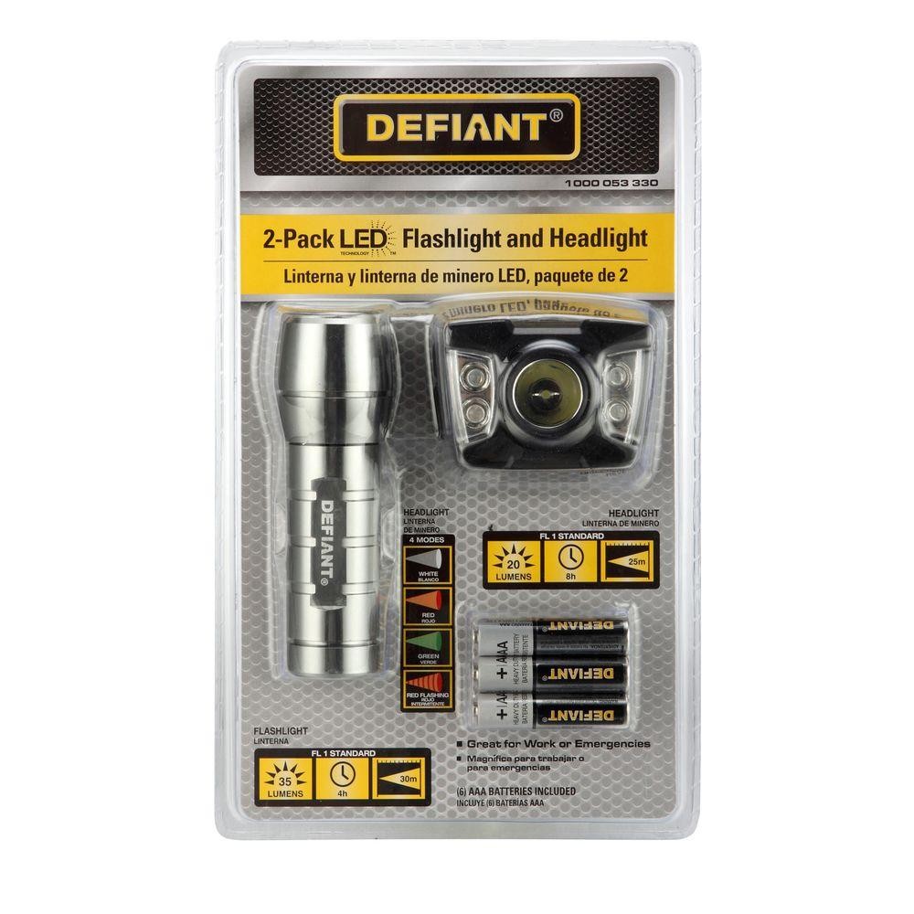 DEFIANT - 2Pack LED Flashlight and Headlight