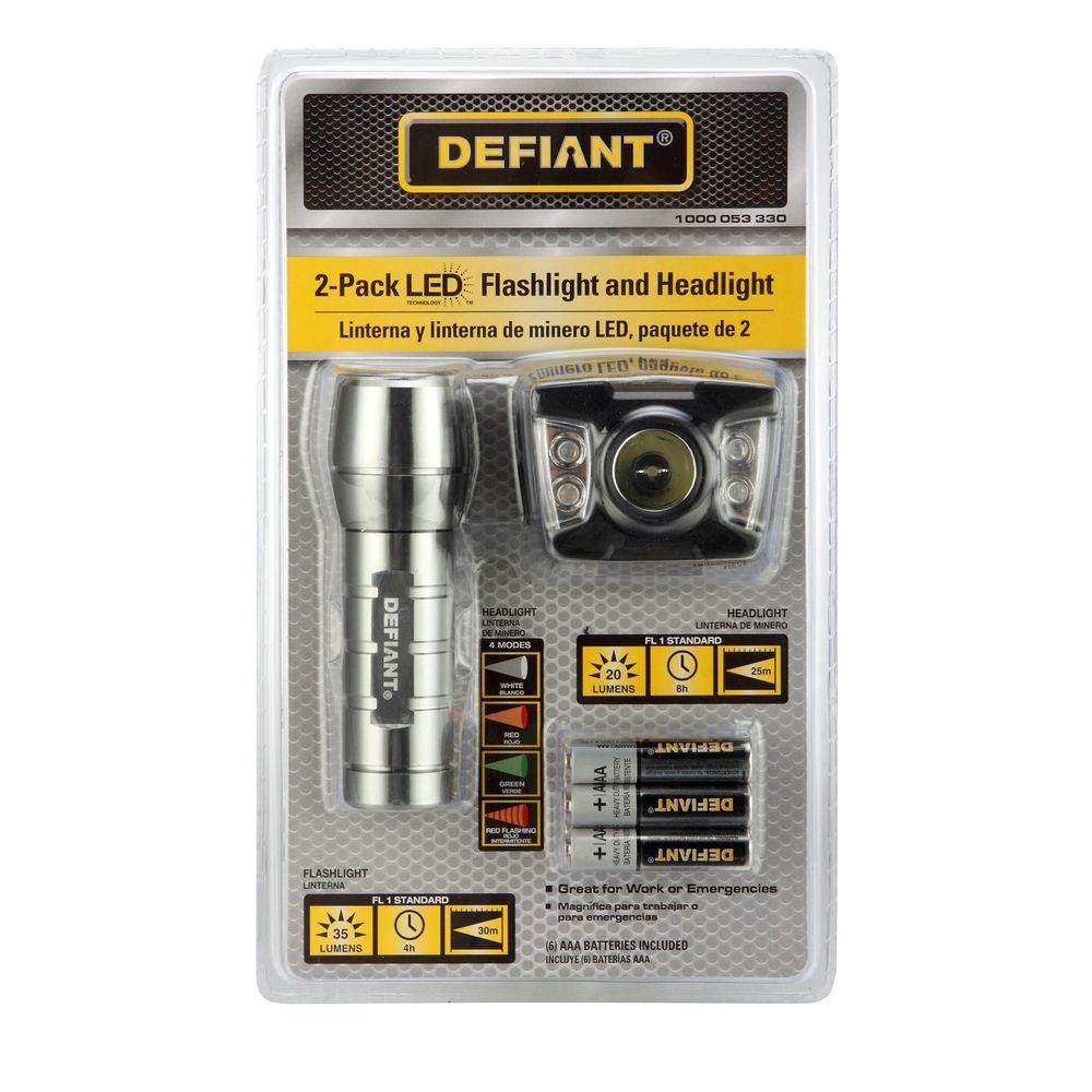 defiant 2 pack rechargeable flashlight DEFIANT